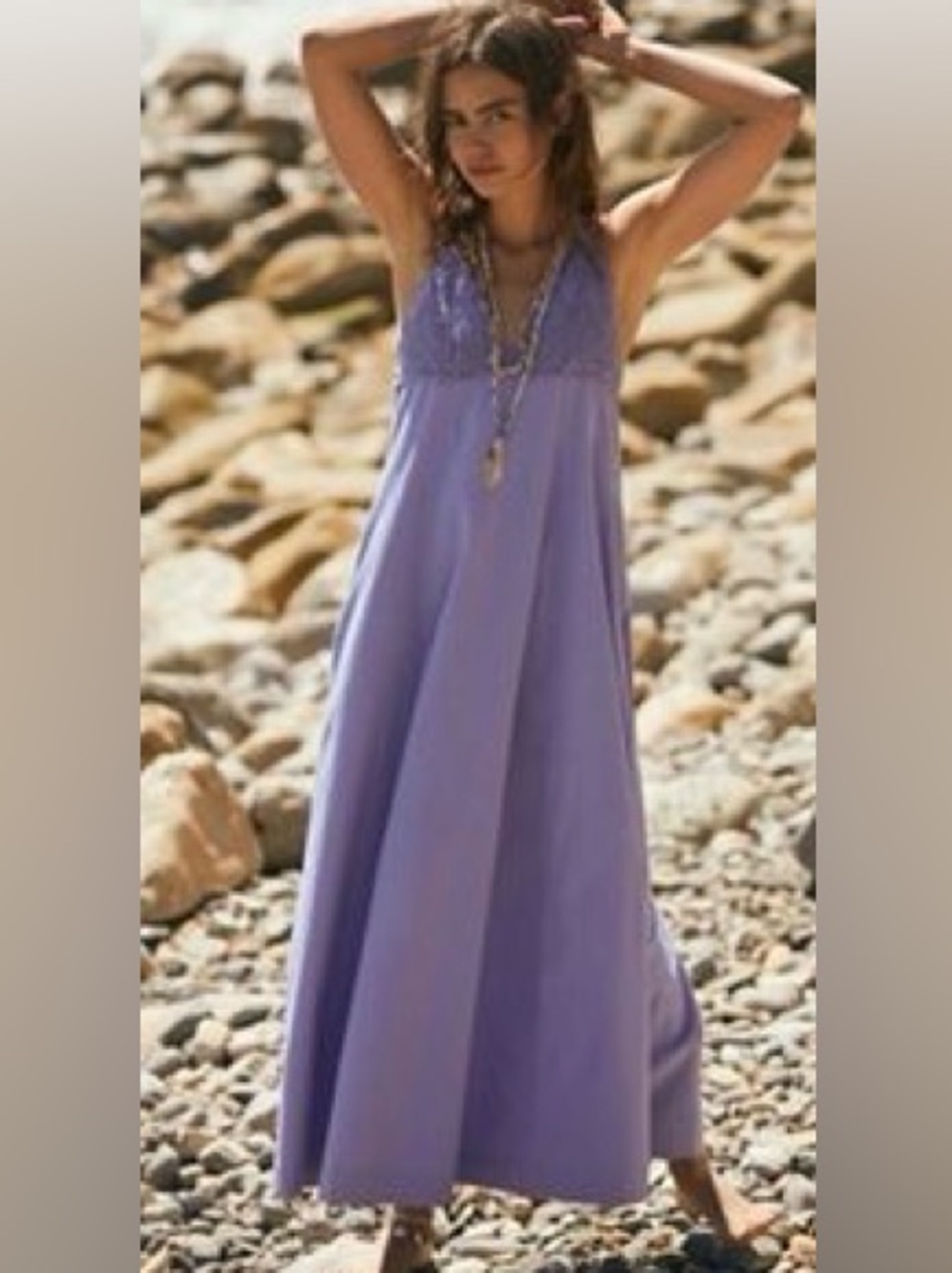 Free People Crochet Lovey Maxi Dress, NWT